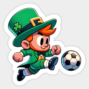 St Patricks Day Irish Leprechaun Soccer Player Sticker